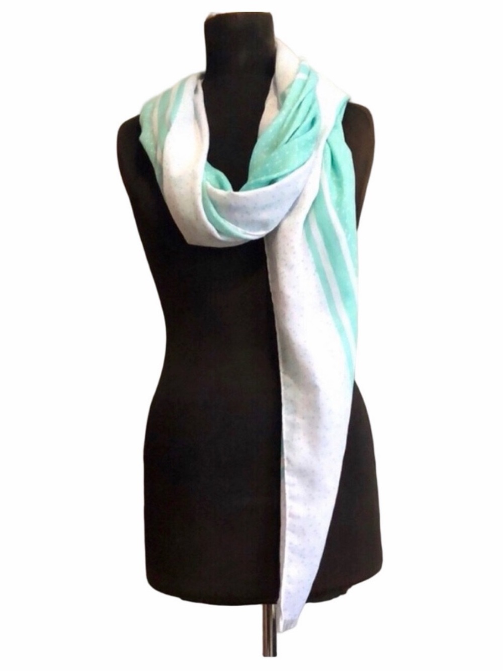 Classic Mint and White Lightweight Women's Scarf / Wrap
